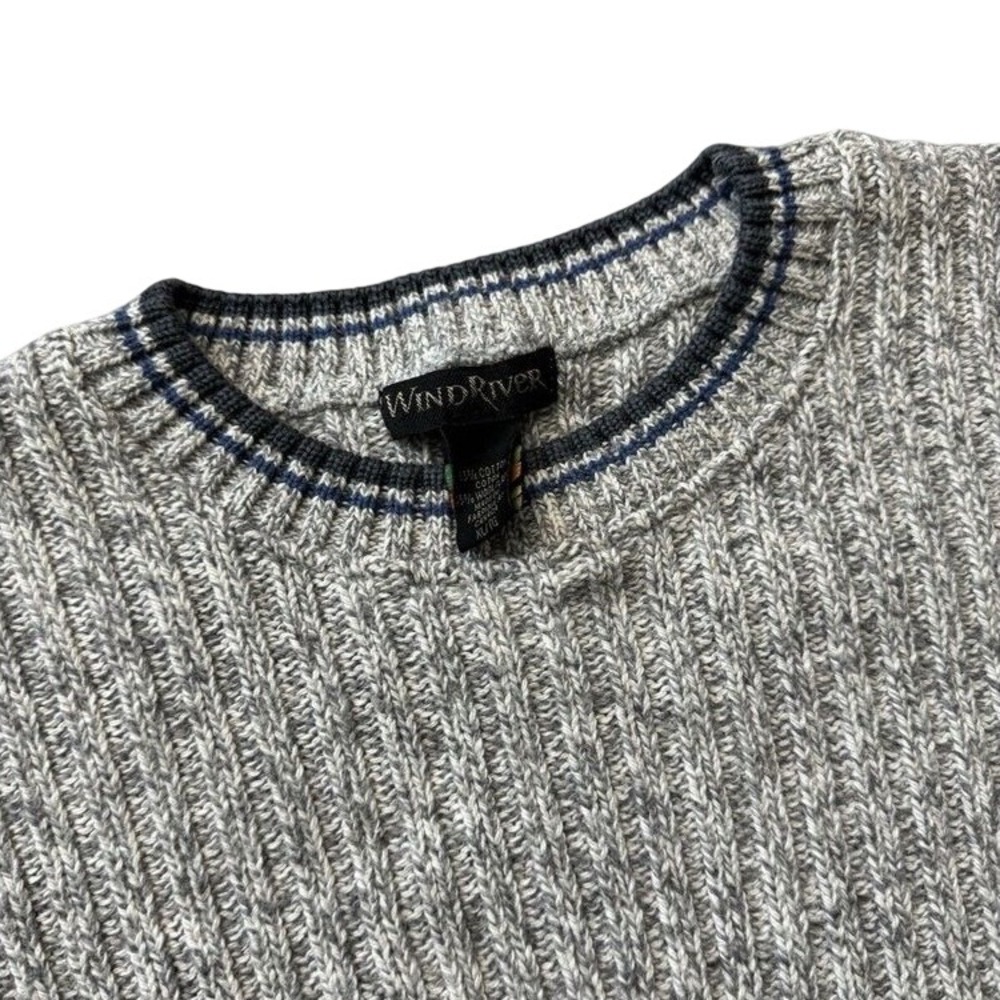 WindRiver Ribbed Knit Sweater Men's XL Grey Cotton Wool Blend Crewneck Canada